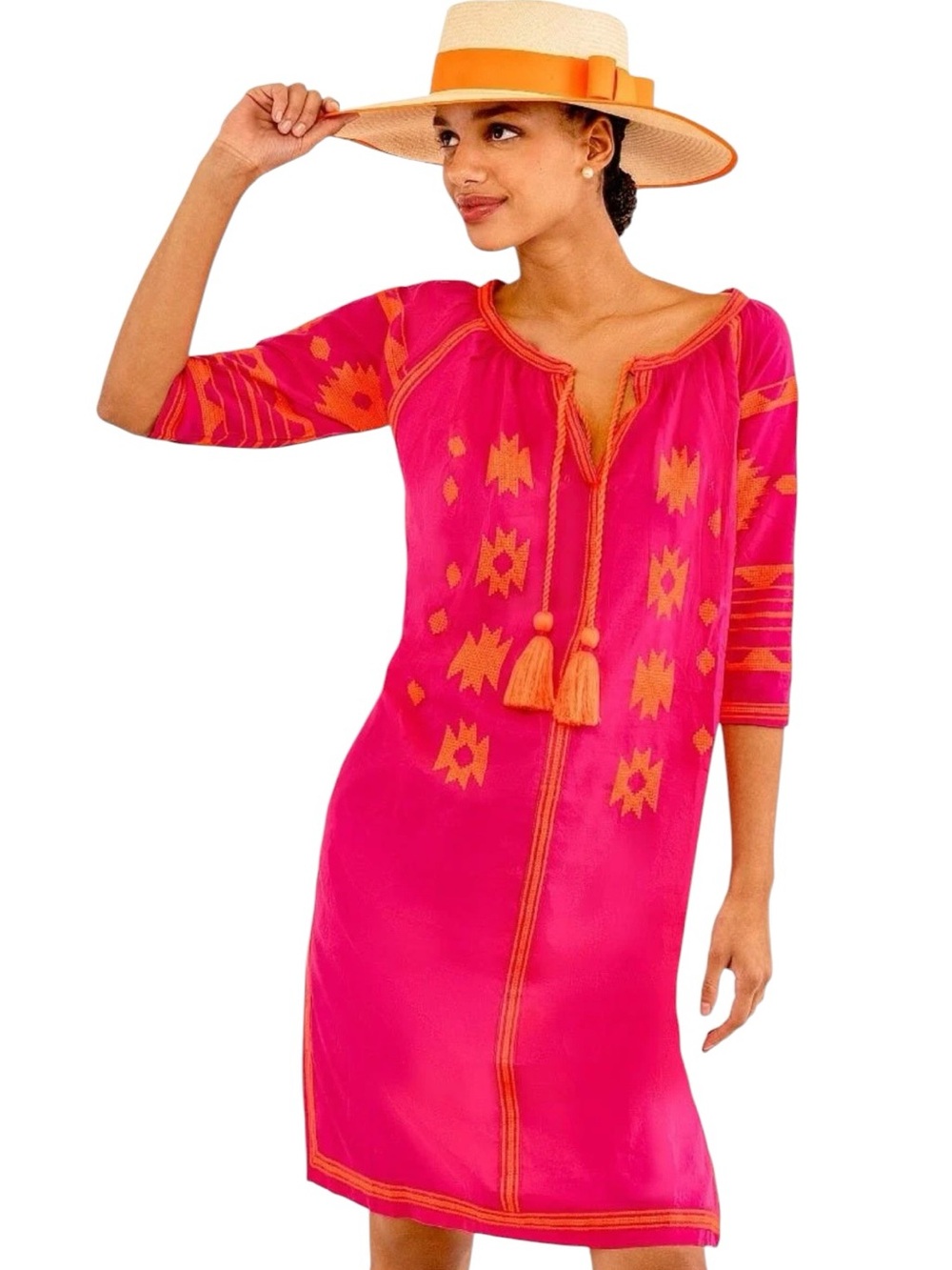 NWT Gretchen Scott The Montezuma Dress Pink & Orange Shift Dress Small $179